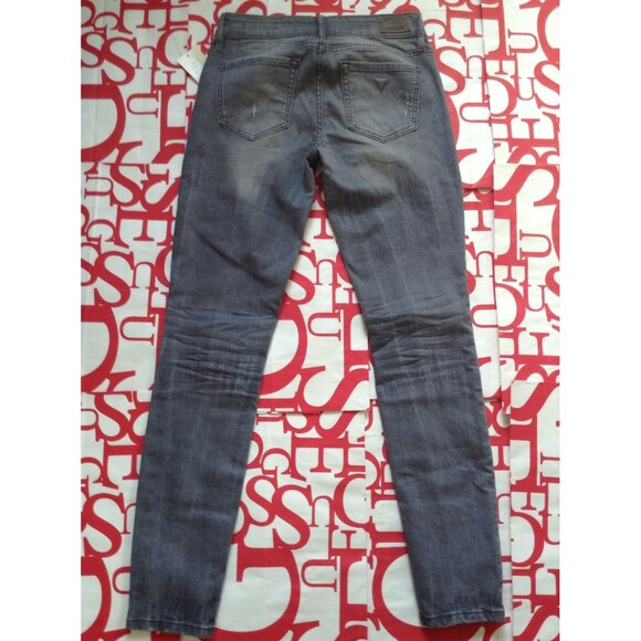 Guess Mid Rise Power Curvy Skinny Jeans In Create Wash Destroyed Details Size 23 - Picture 2 of 12